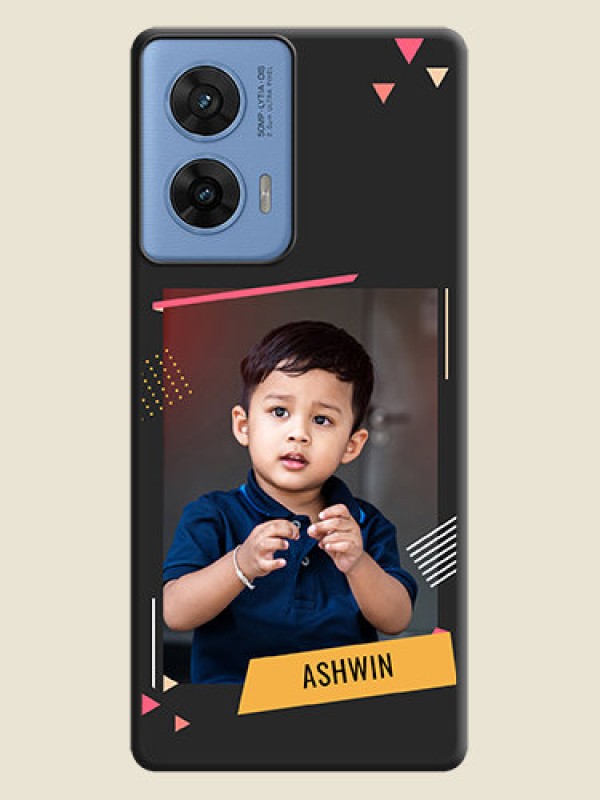 Custom Photo Frame with Triangle Small Dots on Photo On Space Black Custom Soft Matte Mobile Back Cover - Motorola Edge 50 Fusion 5G