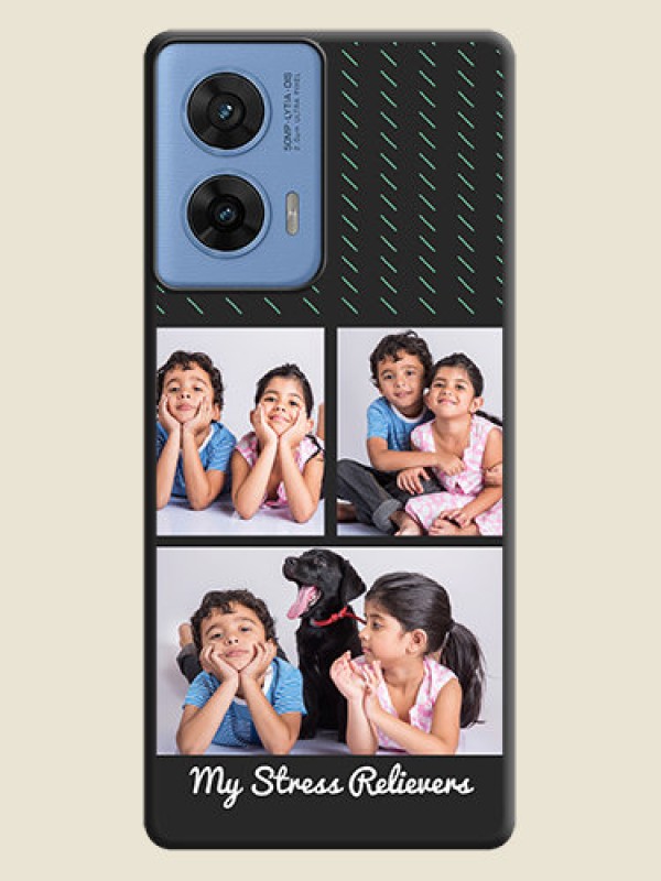 Custom Cross Dotted Pattern with 2 Image Holder On Space Black Custom Soft Matte Mobile Back Cover - Motorola Edge 50 Fusion 5G