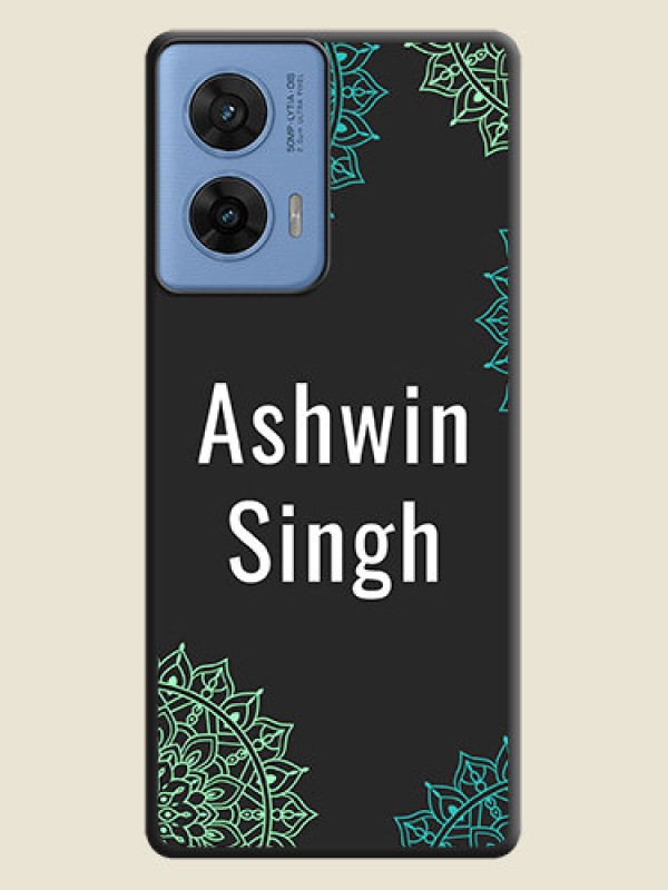 Custom Your Name with Floral Design On Space Black Custom Soft Matte Mobile Back Cover - Motorola Edge 50 Fusion 5G