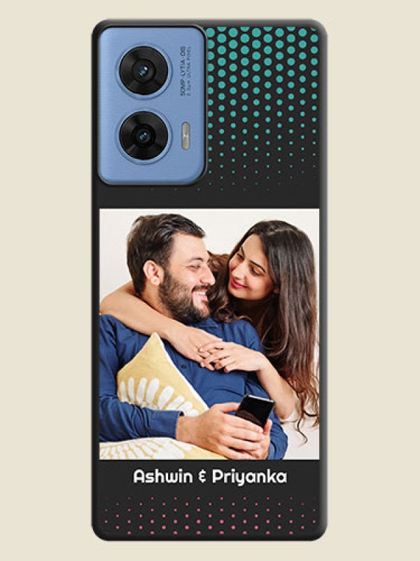 Custom Faded Dots with Grunge Photo Frame and Text On Space Black Custom Soft Matte Mobile Back Cover - Motorola Edge 50 Fusion 5G