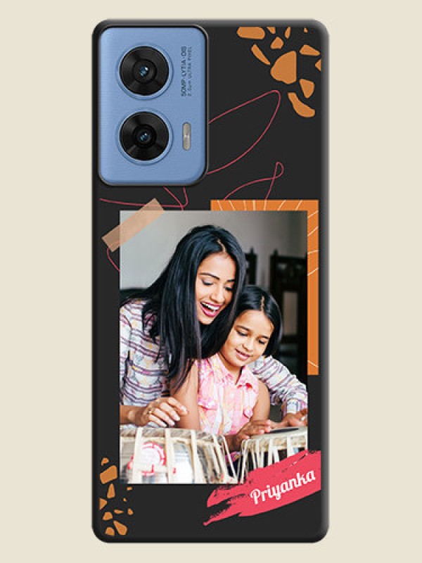 Custom Orange Photo Frame On Space Black Custom Soft Matte Mobile Back Cover - Motorola Edge 50 Fusion 5G