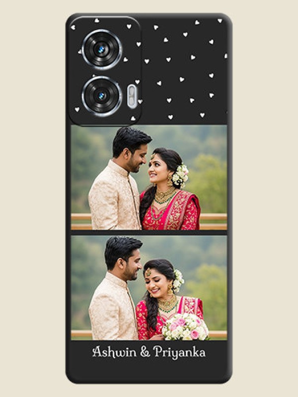 Custom Miniature Love Symbols with Name On Space Black Custom Soft Matte Mobile Back Cover - Motorola Edge 50 Fusion