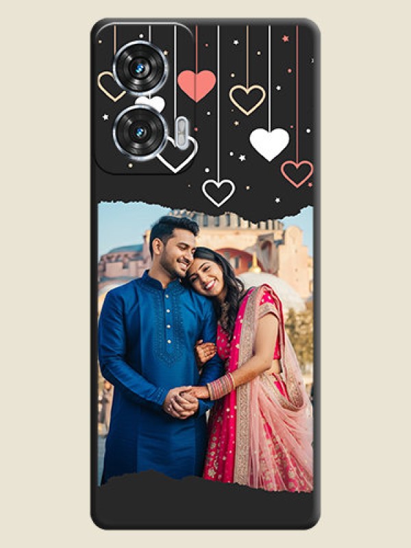 Custom Love Hangings with Splash Wave Picture On Space Black Custom Soft Matte Mobile Back Cover - Motorola Edge 50 Fusion