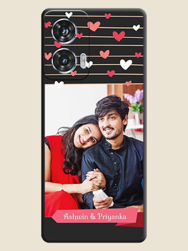 Custom Love Pattern with Name on Pink Ribbon on Photo On Space Black Custom Soft Matte Mobile Back Cover - Motorola Edge 50 Fusion