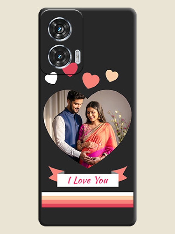 Custom Love Shaped Photo with Colorful Stripes On Space Black Custom Soft Matte Mobile Back Cover - Motorola Edge 50 Fusion