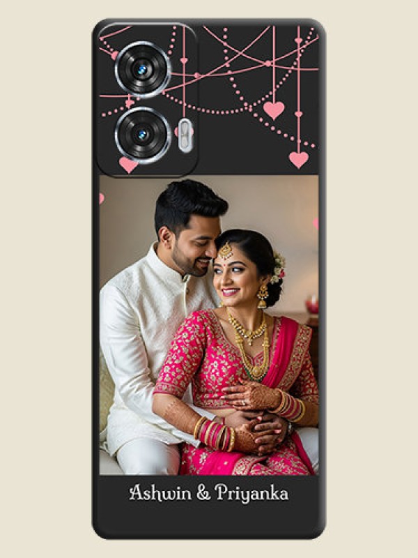 Custom Pink Love Hangings with Text On Space Black Custom Soft Matte Mobile Back Cover - Motorola Edge 50 Fusion