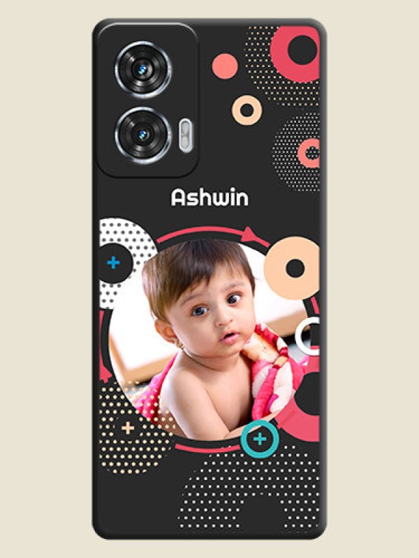 Custom Multicoloured Round Image On Space Black Custom Soft Matte Mobile Back Cover - Motorola Edge 50 Fusion