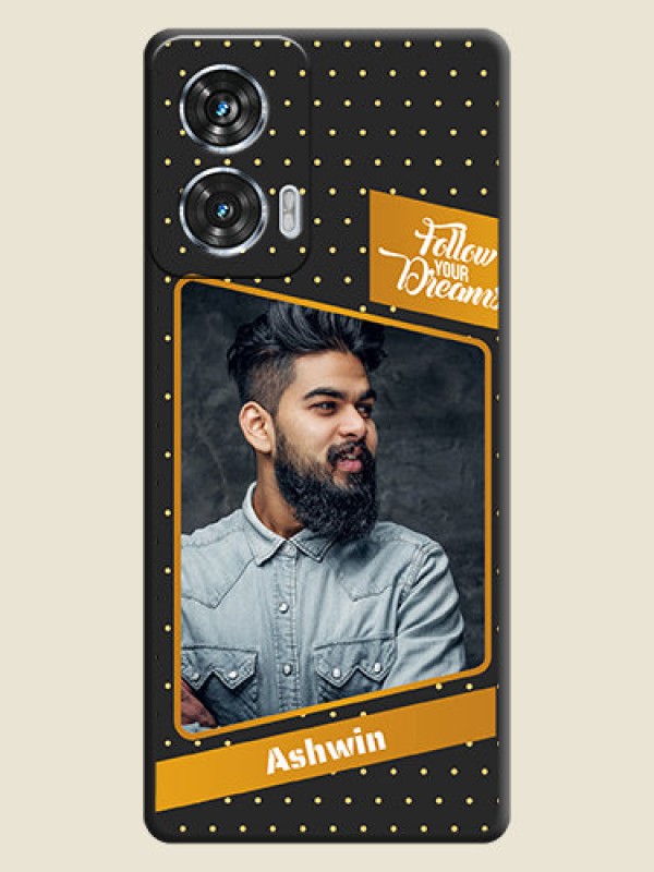 Custom Follow Your Dreams with White Dots On Space Black Custom Soft Matte Mobile Back Cover - Motorola Edge 50 Fusion