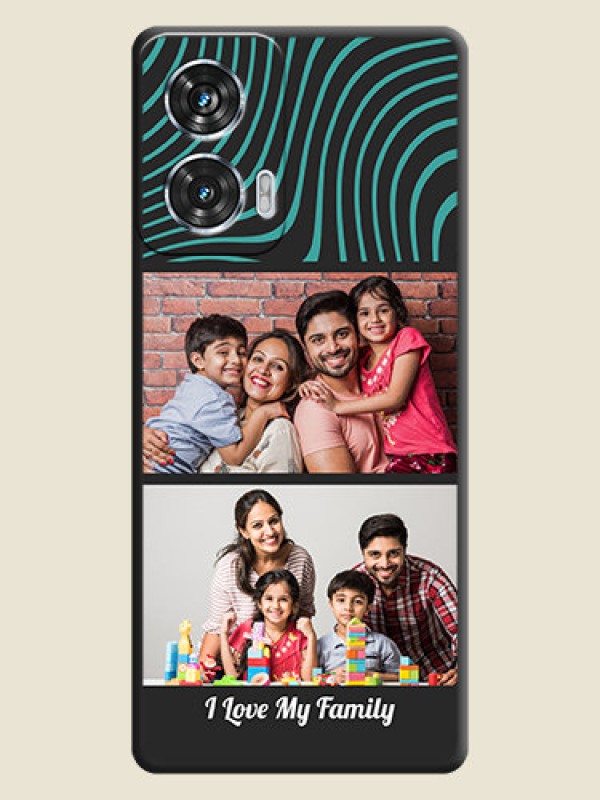 Custom Wave Pattern with 2 Image Holder On Space Black Custom Soft Matte Mobile Back Cover - Motorola Edge 50 Fusion
