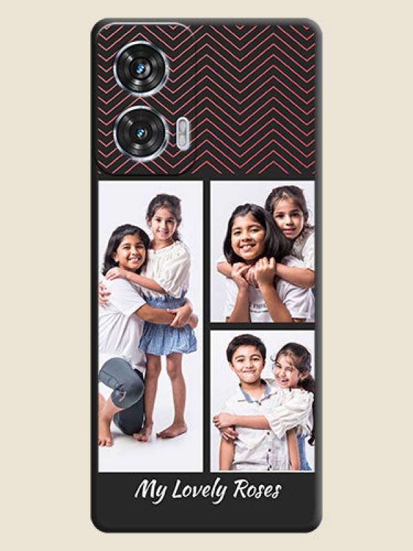 Custom Wave Pattern with 3 Image Holder On Space Black Custom Soft Matte Mobile Back Cover - Motorola Edge 50 Fusion