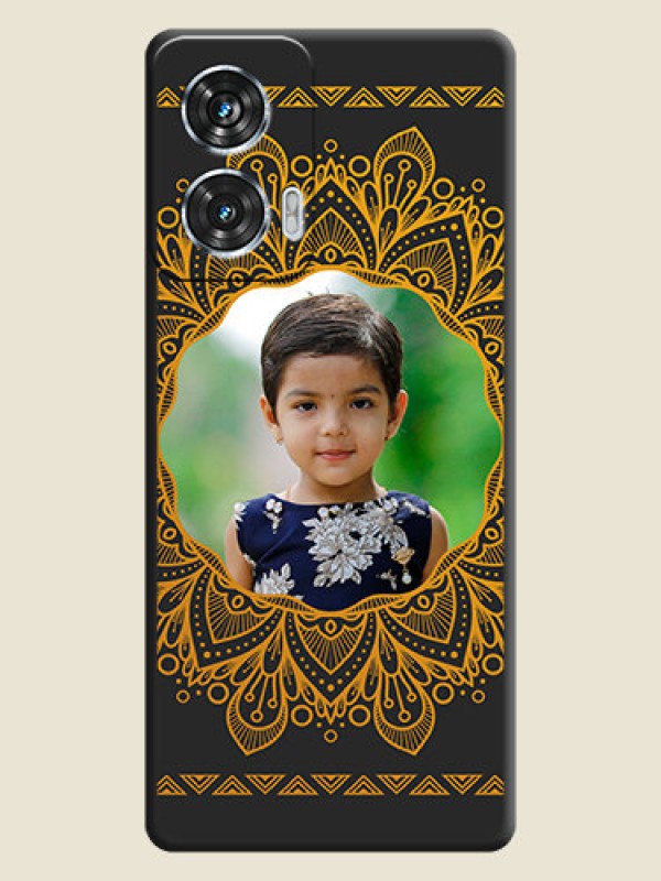 Custom Round Image with Floral Design On Space Black Custom Soft Matte Mobile Back Cover - Motorola Edge 50 Fusion
