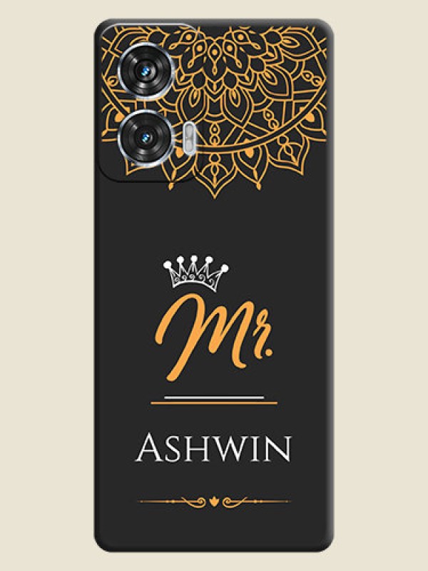 Custom Mr Name with Floral Design On Space Black Custom Soft Matte Mobile Back Cover - Motorola Edge 50 Fusion
