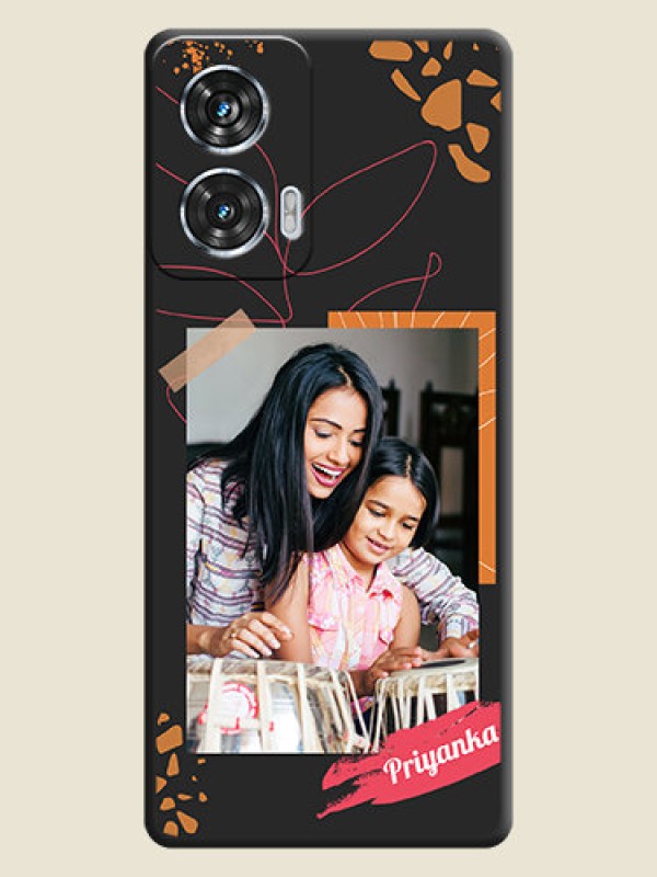 Custom Orange Photo Frame On Space Black Custom Soft Matte Mobile Back Cover - Motorola Edge 50 Fusion