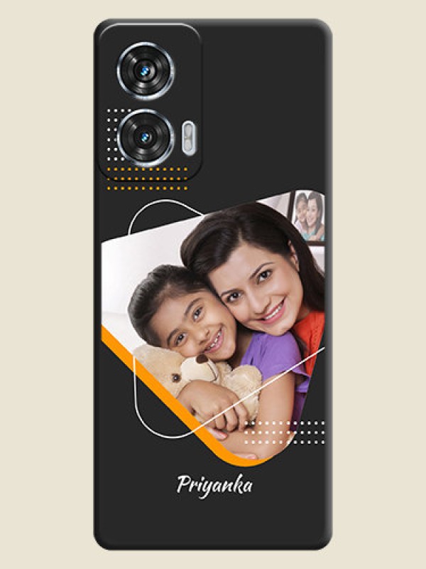 Custom Yellow Triangle on Photo On Space Black Custom Soft Matte Mobile Back Cover - Motorola Edge 50 Fusion