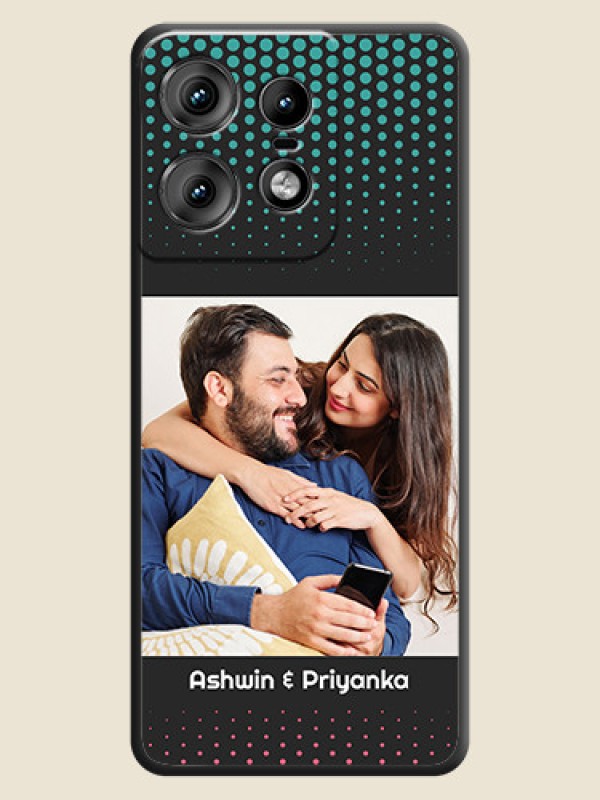 Custom Faded Dots with Grunge Photo Frame and Text On Space Black Custom Soft Matte Mobile Back Cover - Motorola Edge 50 Pro 5G
