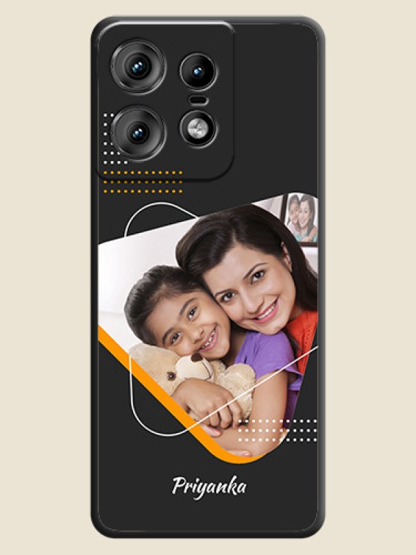 Custom Yellow Triangle on Photo On Space Black Custom Soft Matte Mobile Back Cover - Motorola Edge 50 Pro 5G