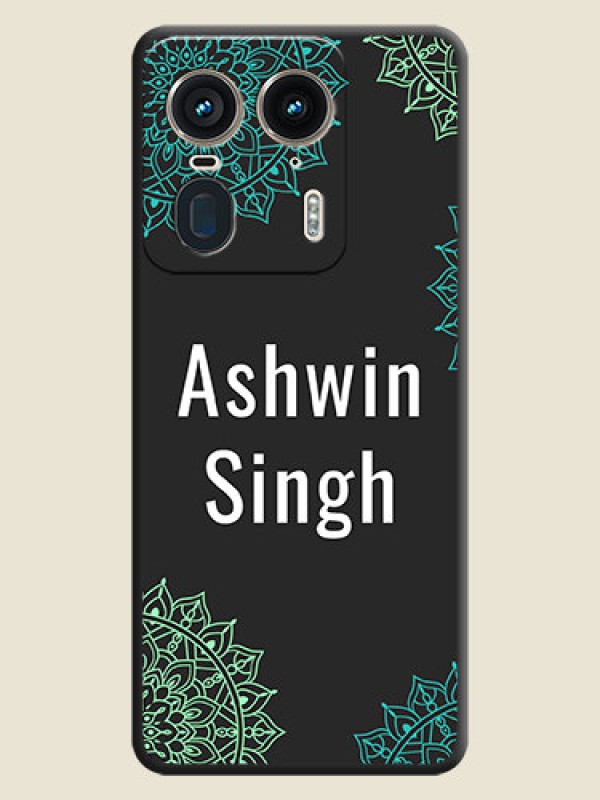Custom Your Name with Floral Design On Space Black Custom Soft Matte Mobile Back Cover - Motorola Edge 50 Ultra 5G