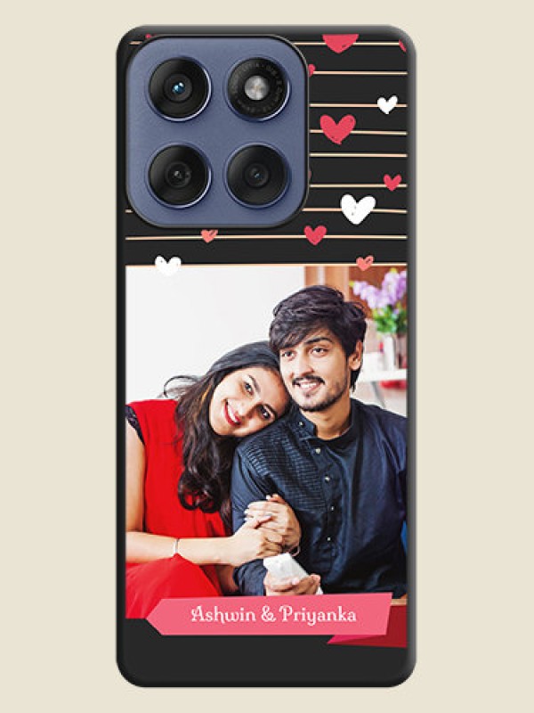 Custom Love Pattern with Name on Pink Ribbon on Photo On Space Black Custom Soft Matte Mobile Back Cover - Motorola Edge 60 Fusion