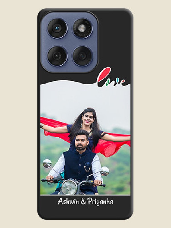 Custom Fall in Love Pattern with Picture on Photo On Space Black Custom Soft Matte Mobile Back Cover - Motorola Edge 60 Fusion