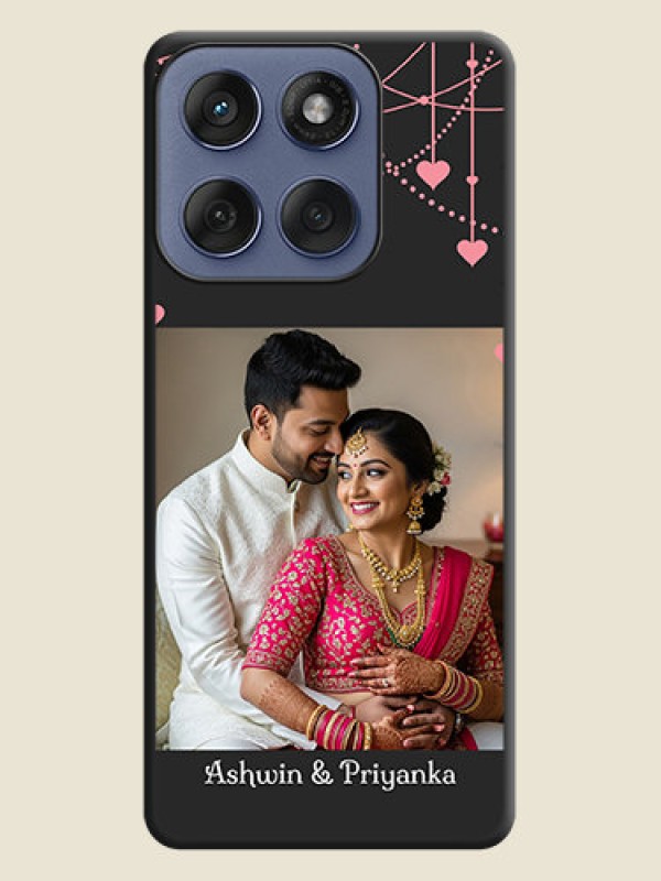 Custom Pink Love Hangings with Text On Space Black Custom Soft Matte Mobile Back Cover - Motorola Edge 60 Fusion