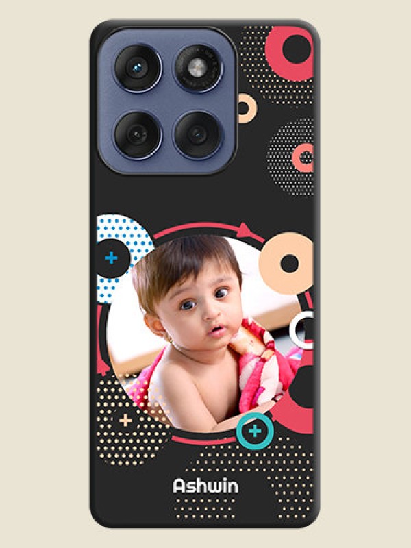 Custom Multicoloured Round Image On Space Black Custom Soft Matte Mobile Back Cover - Motorola Edge 60 Fusion