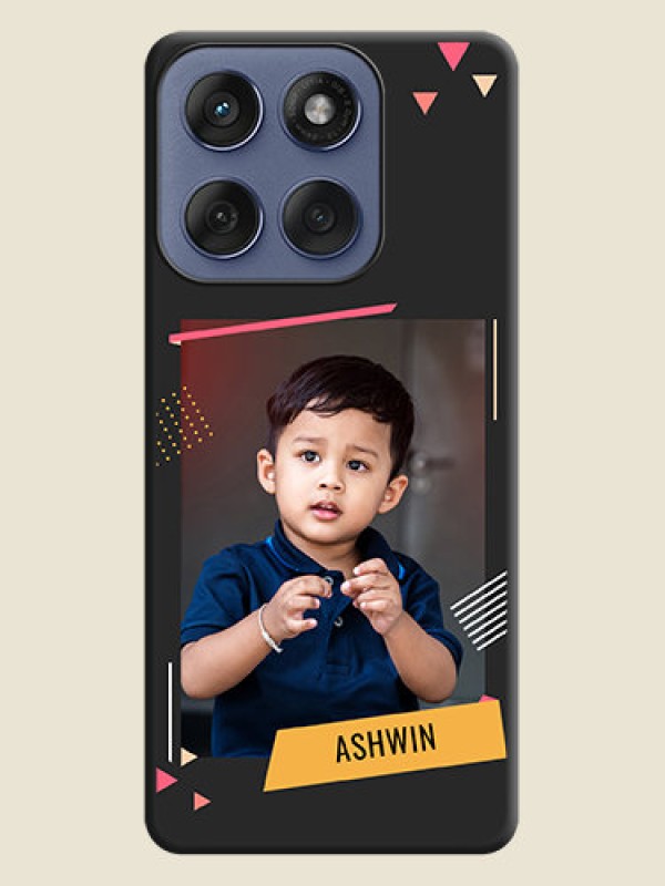 Custom Photo Frame with Triangle Small Dots on Photo On Space Black Custom Soft Matte Mobile Back Cover - Motorola Edge 60 Fusion