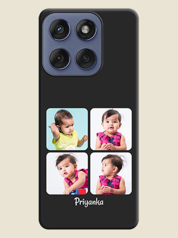 Custom Floral Art with 6 Image Holder on Photo On Space Black Custom Soft Matte Mobile Back Cover - Motorola Edge 60 Fusion