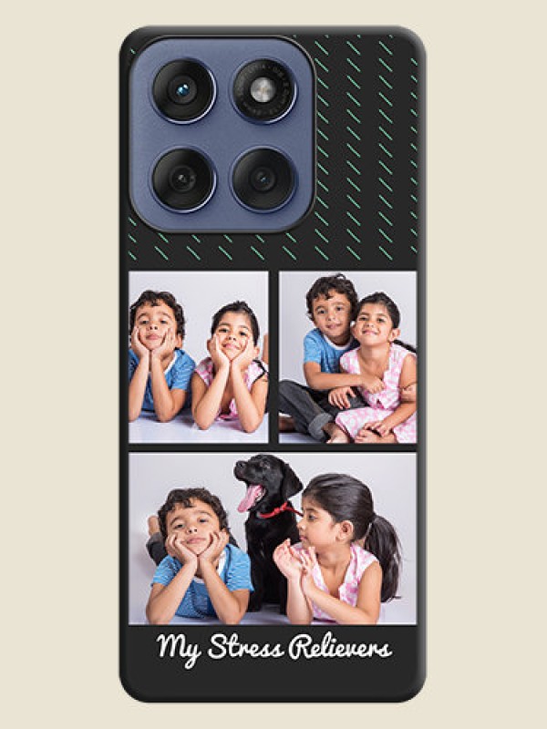 Custom Cross Dotted Pattern with 2 Image Holder On Space Black Custom Soft Matte Mobile Back Cover - Motorola Edge 60 Fusion