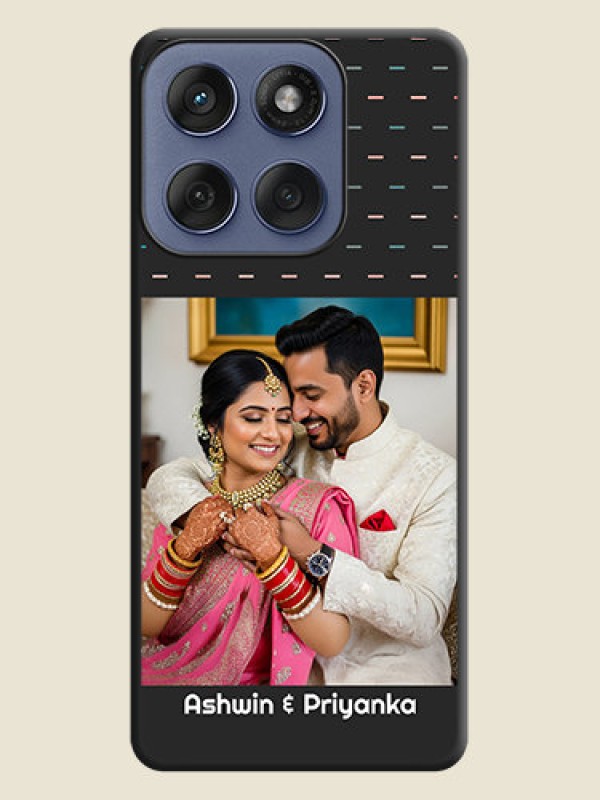 Custom Line Pattern Design with Text On Space Black Custom Soft Matte Mobile Back Cover - Motorola Edge 60 Fusion