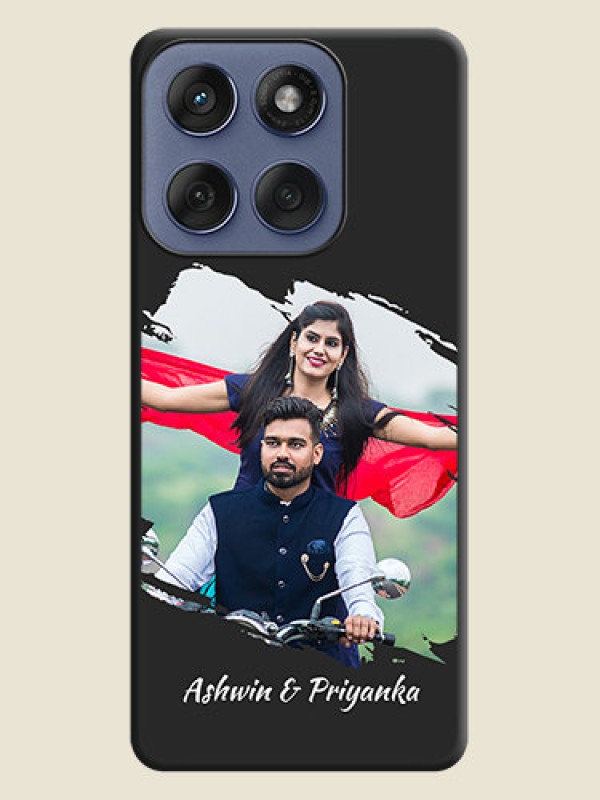 Custom Grunge Brush Strokes on Photo On Space Black Custom Soft Matte Mobile Back Cover - Motorola Edge 60 Fusion