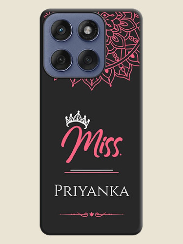 Custom Mrs Name with Floral Design On Space Black Custom Soft Matte Mobile Back Cover - Motorola Edge 60 Fusion