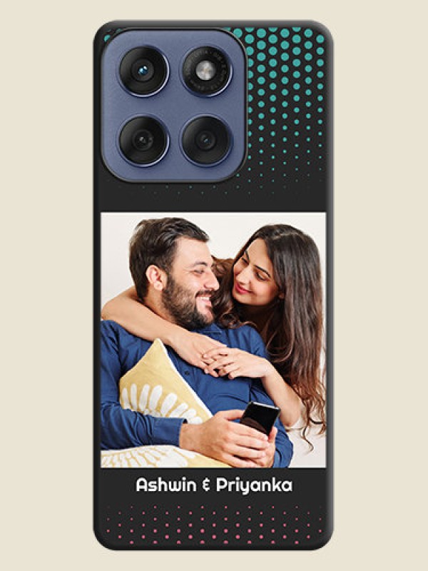 Custom Faded Dots with Grunge Photo Frame and Text On Space Black Custom Soft Matte Mobile Back Cover - Motorola Edge 60 Fusion