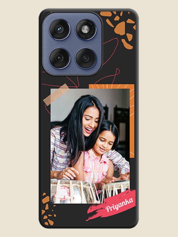 Custom Orange Photo Frame On Space Black Custom Soft Matte Mobile Back Cover - Motorola Edge 60 Fusion
