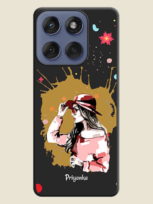 Custom Mordern Lady With Color Splash Background With Custom Text On Space Black Custom Soft Matte Mobile Back Cover - Motorola Edge 60 Fusion