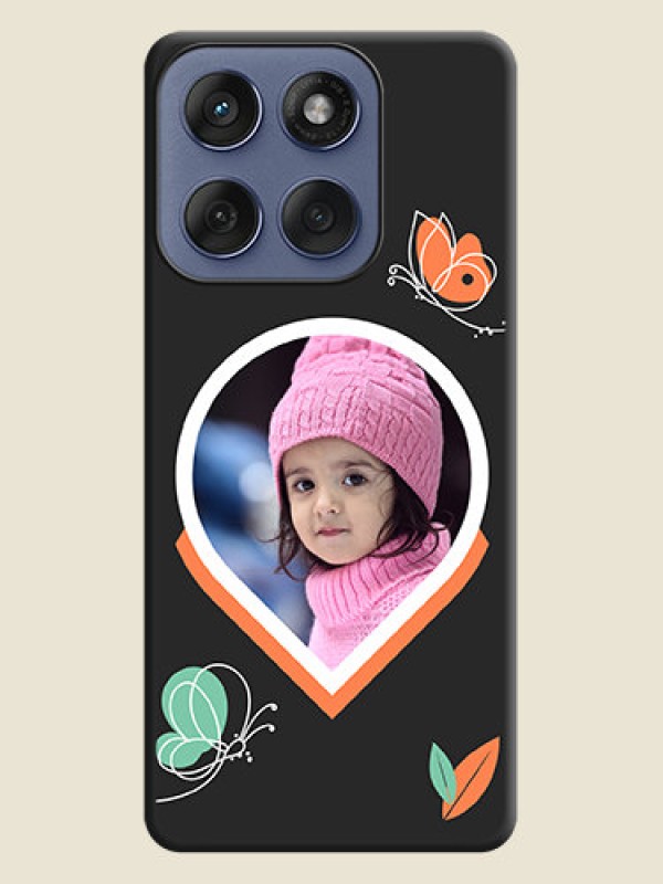 Custom Upload Pic With Simple Butterly Design On Space Black Custom Soft Matte Mobile Back Cover - Motorola Edge 60 Fusion