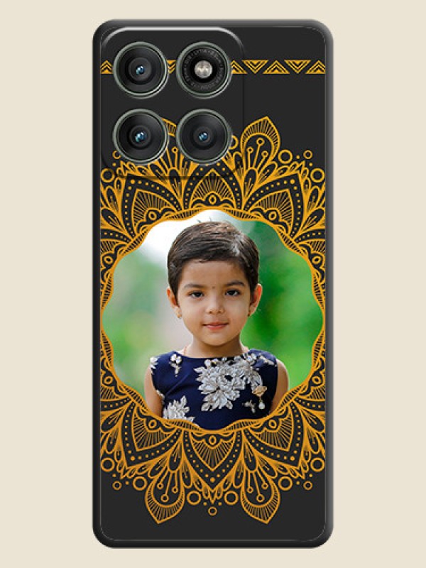 Custom Round Image with Floral Design On Space Black Custom Soft Matte Mobile Back Cover - Motorola Edge 60 Pro 5G