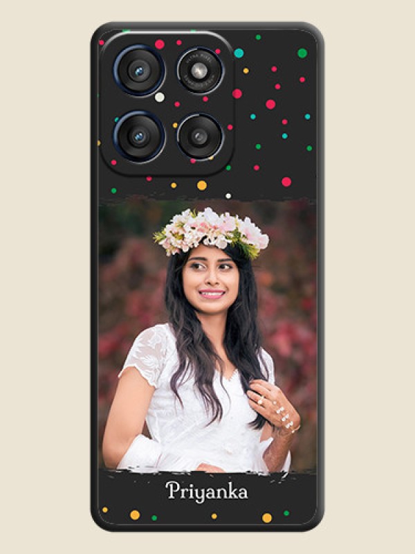 Custom Multicolor Dotted Pattern with Text On Space Black Custom Soft Matte Mobile Back Cover - Motorola Edge 60 Stylus