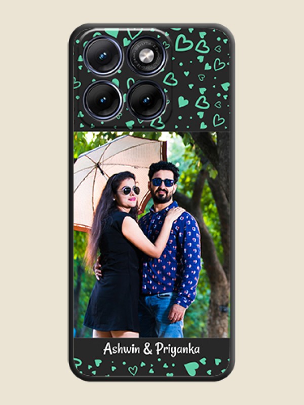 Custom Sea Green Indefinite Love Pattern on Photo On Space Black Custom Soft Matte Mobile Back Cover - Motorola Edge 70 5G