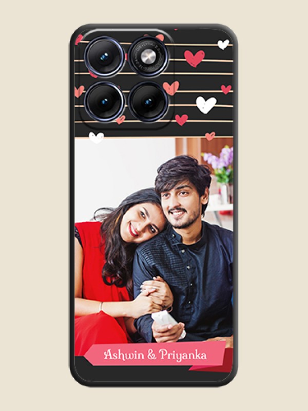 Custom Love Pattern with Name on Pink Ribbon on Photo On Space Black Custom Soft Matte Mobile Back Cover - Motorola Edge 70 5G