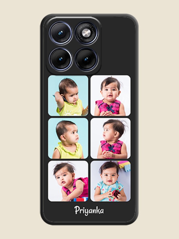 Custom Floral Art with 6 Image Holder on Photo On Space Black Custom Soft Matte Mobile Back Cover - Motorola Edge 70 5G