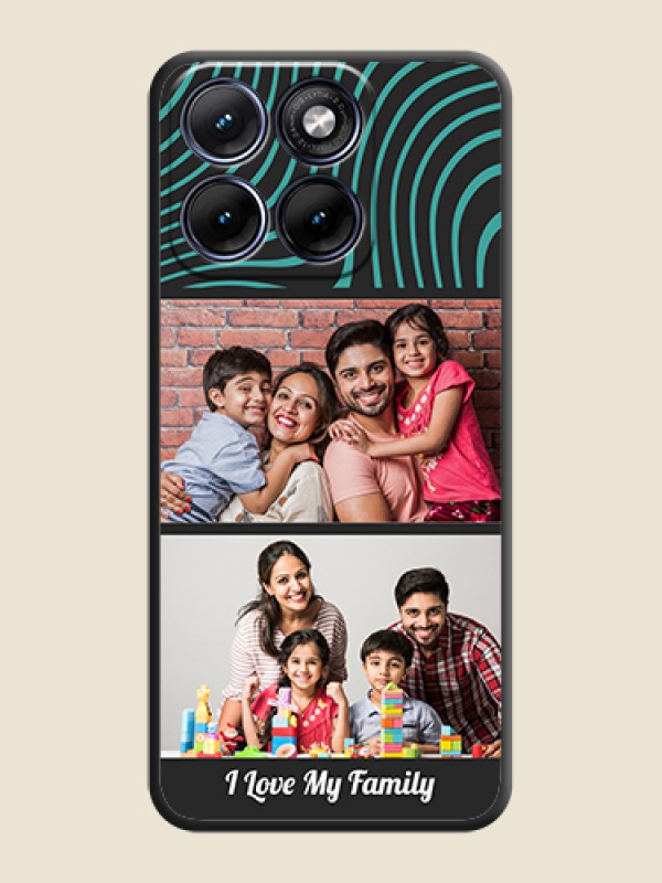 Custom Wave Pattern with 2 Image Holder On Space Black Custom Soft Matte Mobile Back Cover - Motorola Edge 70 5G