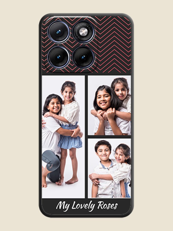 Custom Wave Pattern with 3 Image Holder On Space Black Custom Soft Matte Mobile Back Cover - Motorola Edge 70 5G