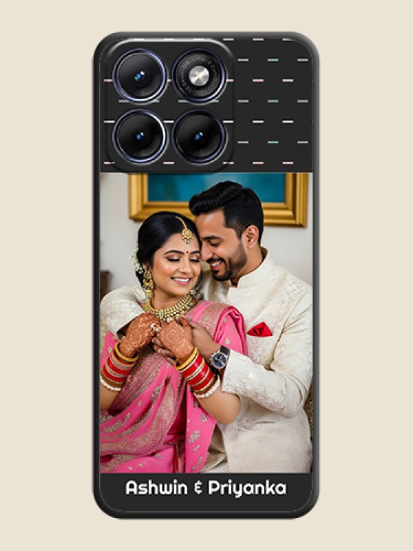 Custom Line Pattern Design with Text On Space Black Custom Soft Matte Mobile Back Cover - Motorola Edge 70 5G