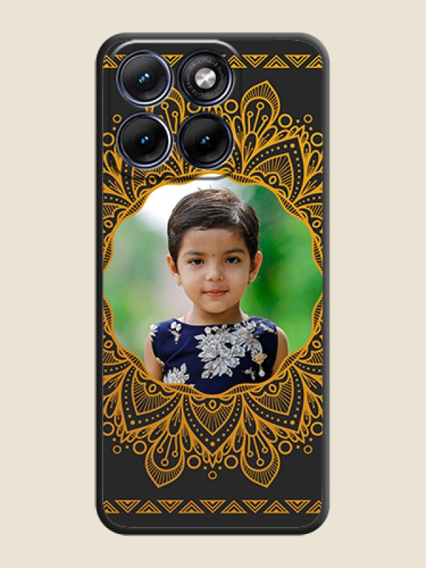 Custom Round Image with Floral Design On Space Black Custom Soft Matte Mobile Back Cover - Motorola Edge 70 5G