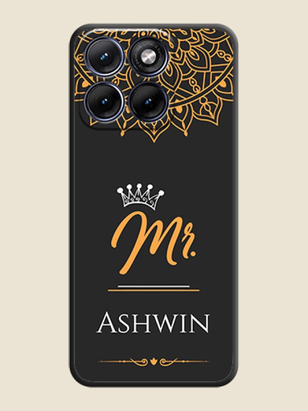 Custom Mr Name with Floral Design On Space Black Custom Soft Matte Mobile Back Cover - Motorola Edge 70 5G