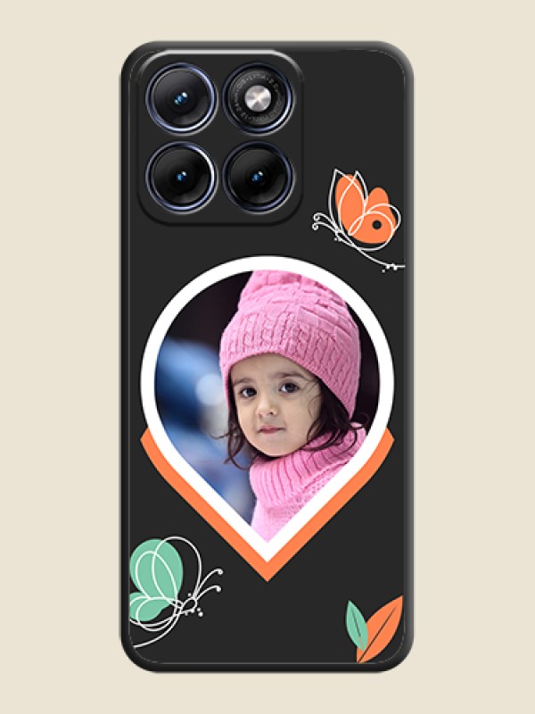 Custom Upload Pic With Simple Butterly Design On Space Black Custom Soft Matte Mobile Back Cover - Motorola Edge 70 5G