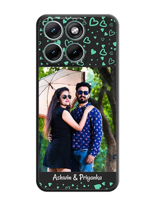 Custom Sea Green Indefinite Love Pattern on Photo On Space Black Custom Soft Matte Mobile Back Cover - Motorola Edge 70 Fusion
