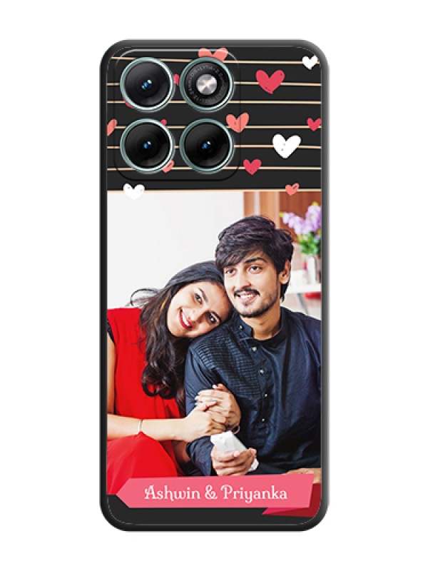 Custom Love Pattern with Name on Pink Ribbon on Photo On Space Black Custom Soft Matte Mobile Back Cover - Motorola Edge 70 Fusion