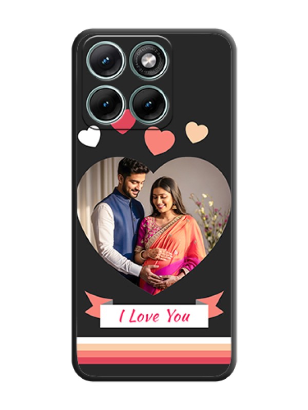 Custom Love Shaped Photo with Colorful Stripes On Space Black Custom Soft Matte Mobile Back Cover - Motorola Edge 70 Fusion