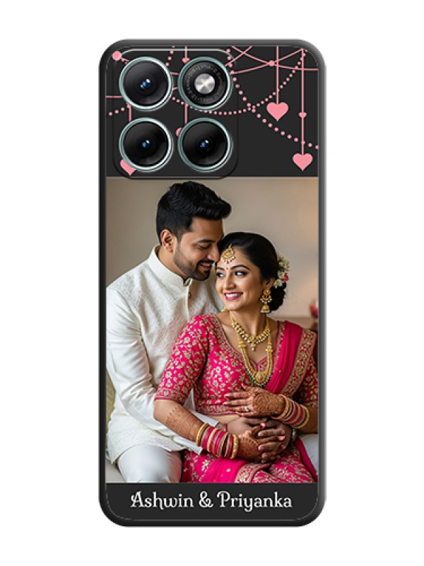 Custom Pink Love Hangings with Text On Space Black Custom Soft Matte Mobile Back Cover - Motorola Edge 70 Fusion